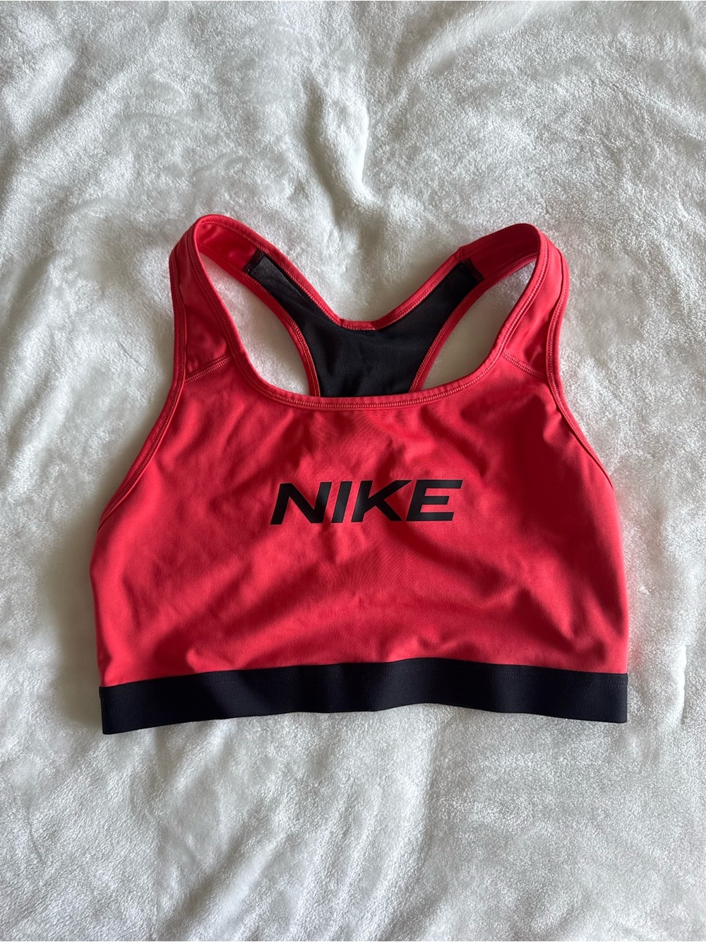Nike Red and Black Logo Racerback Sports Bra